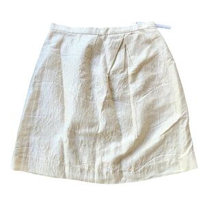 Peter Som Textured Brocade Linen Silk Cotton Mini Skirt Cream Ivory Size 8